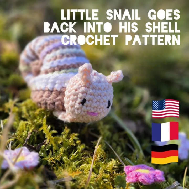 Little SNAIL goes back into his shell Crochet PATTERN
