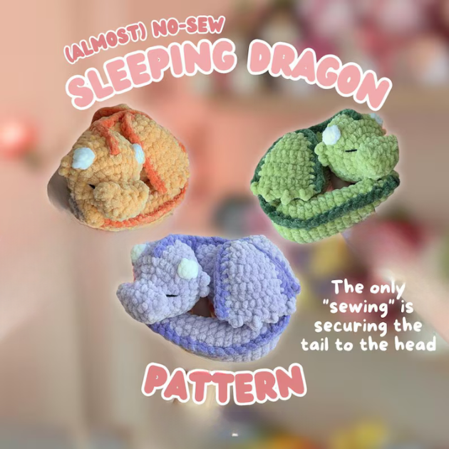 Low-Sew Sleeping Dragon - Crochet Pattern