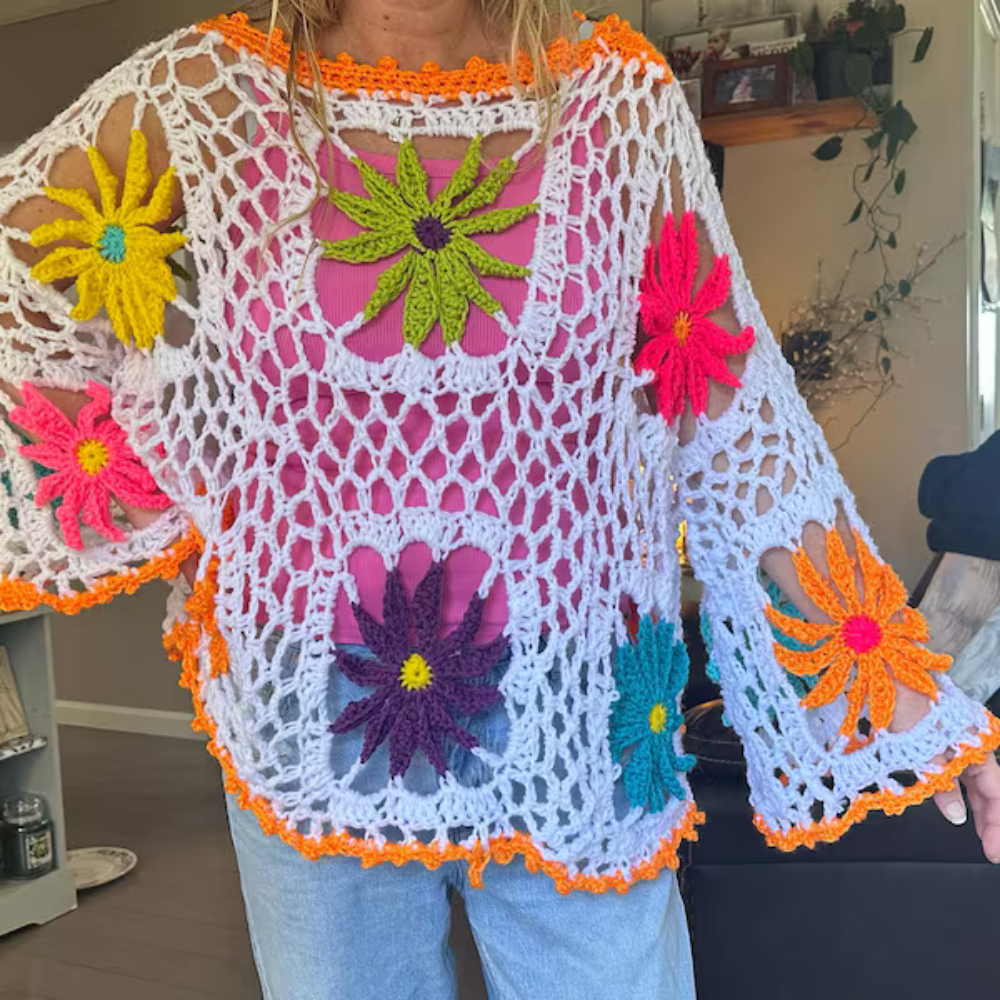 Dahlia Flowers Crochet Top Pattern (With Videos)