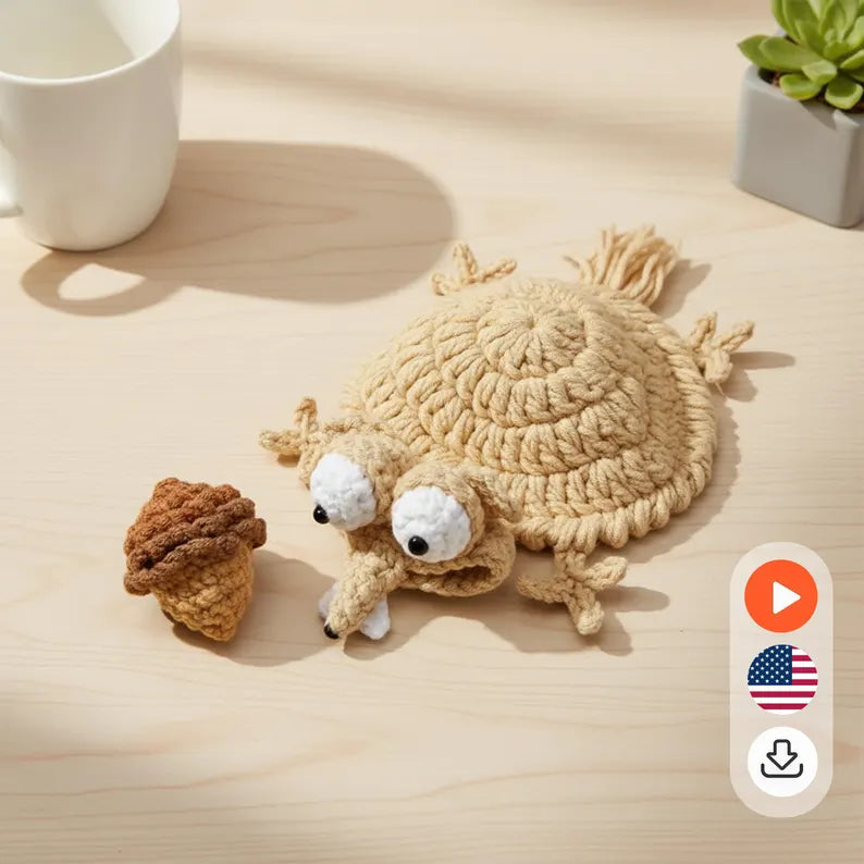 Squirrel & Acorn Coaster Crochet Pattern (With Video)